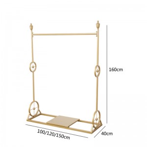 tmj-pp-565 มัลติฟังก์ชันปรับความสูงของชั้นแสดงเสื้อผ้าโลหะทอง